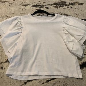 zara ruffle sleeve t shirt